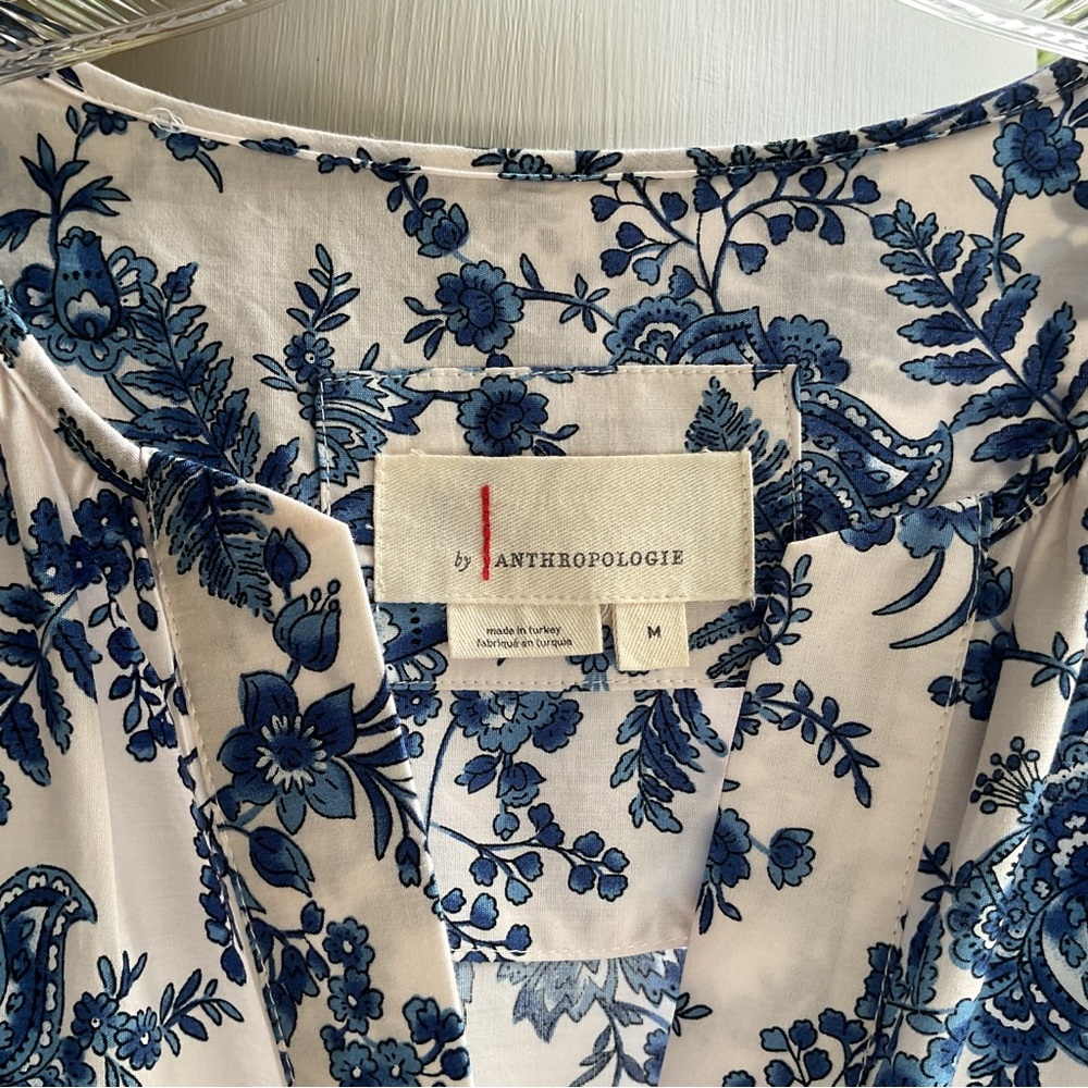 Anthropologie Blue and White Floral Tiered Maxi Dress - Picture 7 of 8